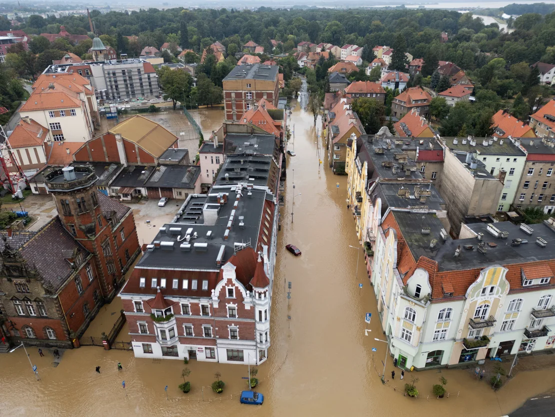 general view taken by drone of a flooded area by nysa klodzka river in nysa, poland september 16, 2024. kacper pempel/reuters