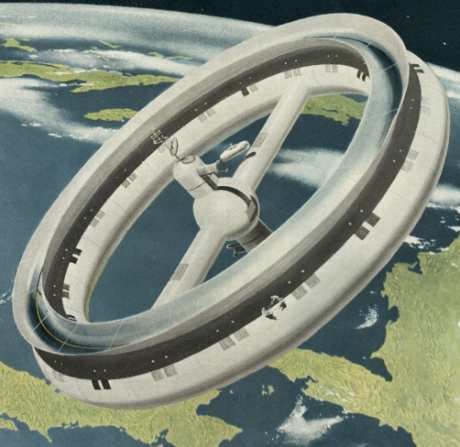 wernher von braun space station design bonestell in von braun 1952